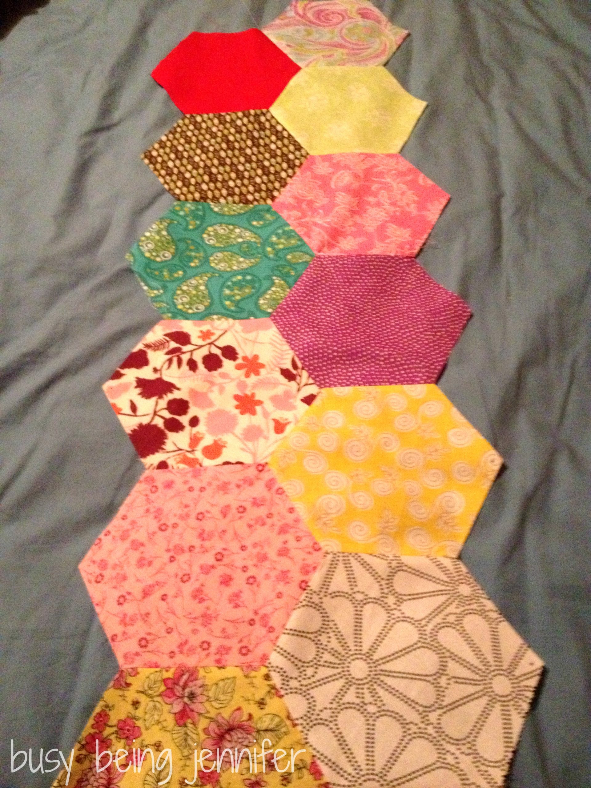 2 strips of hexagon quilt