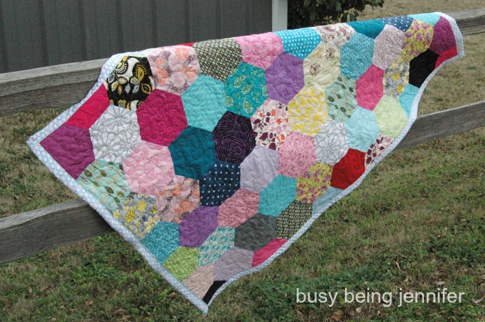 Hexi Quilt on the fence