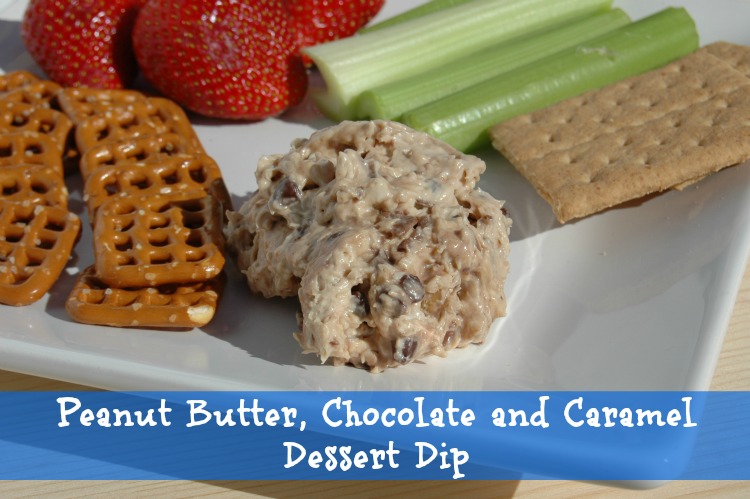 Peanut butter, chocolate and caramel dessert dip