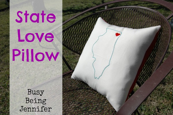 State Love Pillow By BusyBeingJennifer.com