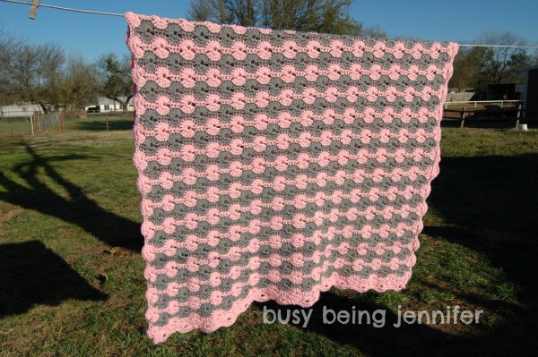 Grey and Pink Baby Girls Blanket