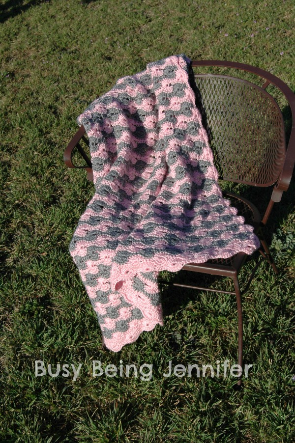 pink and grey baby girls blanket