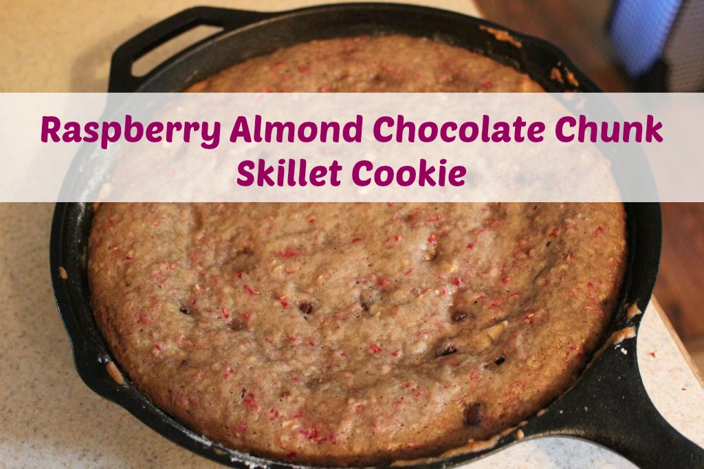 Raspberry Almond Chocolate Chunk Skillet Cookie
