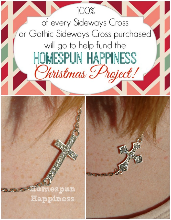 100% of each cross necklace goes to the Christmas Project