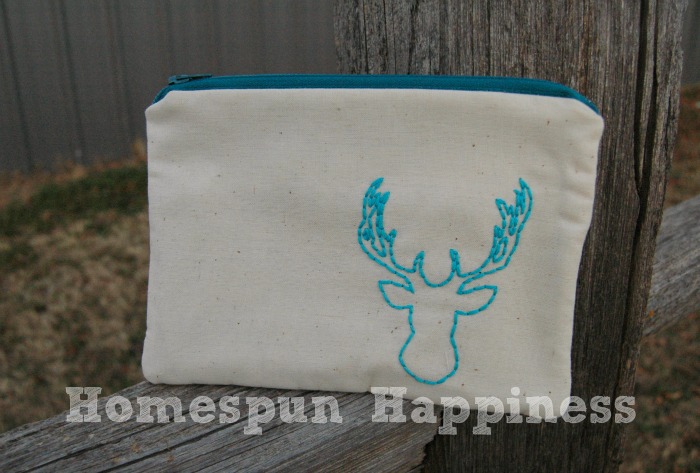 Blue Deer Head Just Stitched Zippy - ShopHomespunHappiness.com
