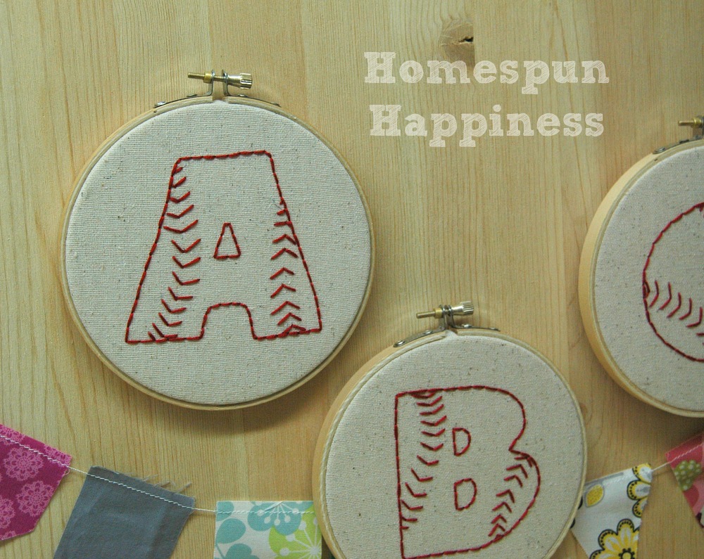 Baseball Alphabet Stitched Hoop Art ~ A B C ~  shophomespunhappiness.com