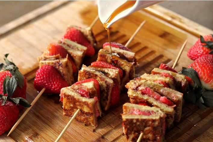 Stuffed Almond Butter and Jam French toast kabobs