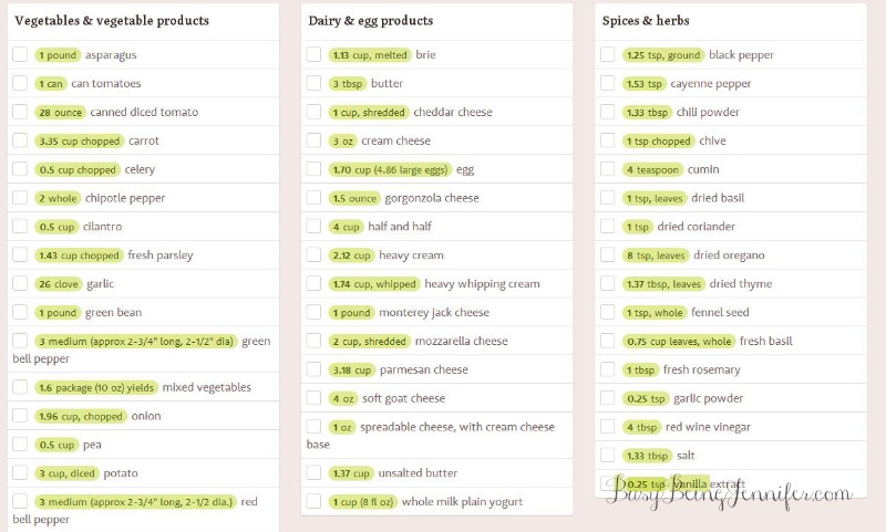 Check out the FitsMe Grocery List and Check off the items you already have... then email it to yourself! - BusyBeingJennifer.com