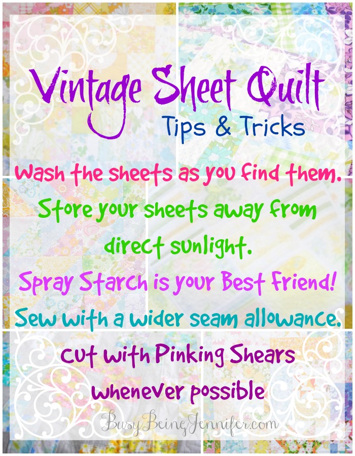 Tips and Tricks for Making Your Own Vintage Sheet Quilt from BusyBeingJennifer.com