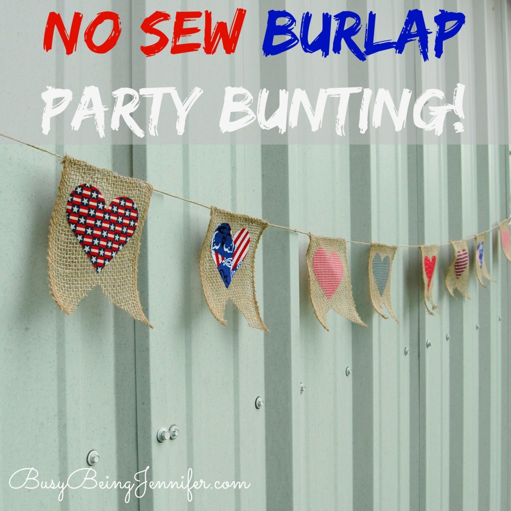 No Sew Fabric and Burlap Party Bunting from BusyBeingJennifer.com
