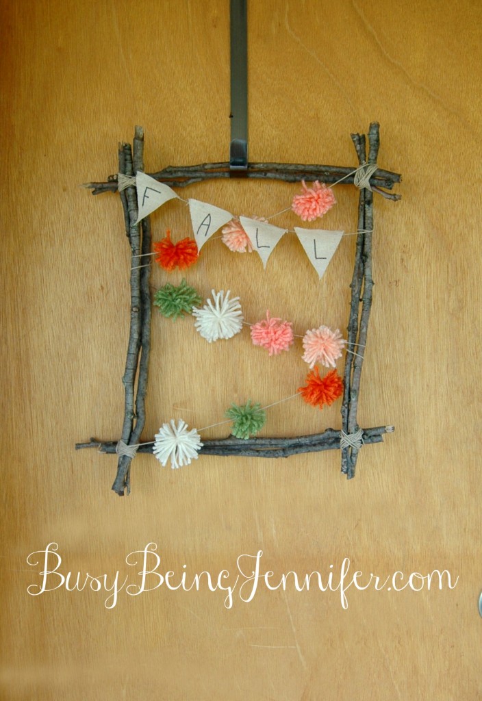Fun Twig Frame Wreath for Fall - BusyBeingJennifer.com