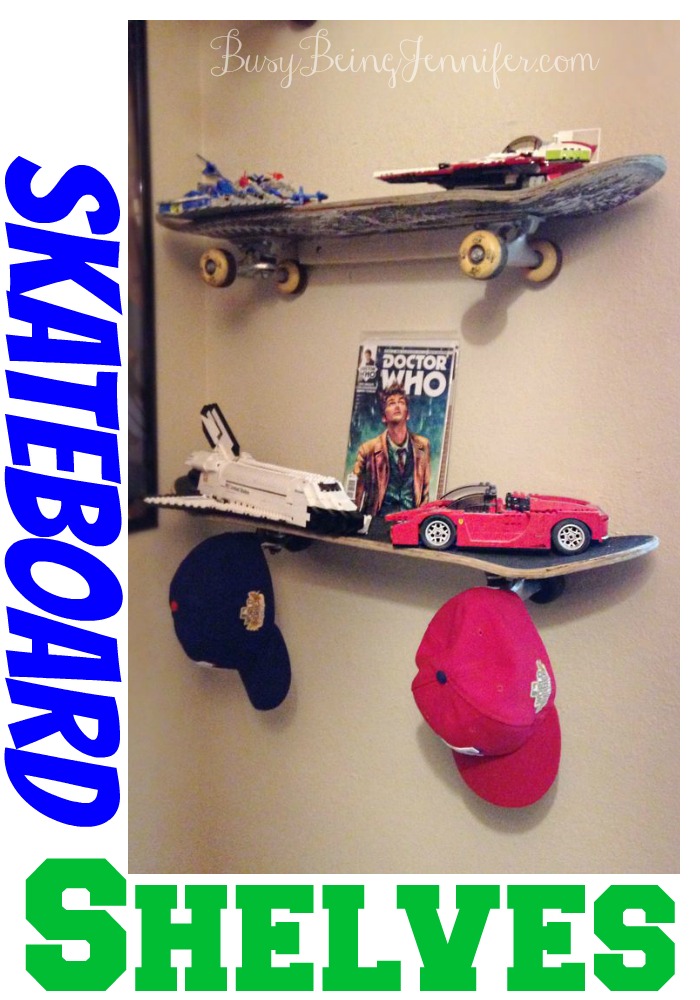 Boys Skateboard Shelves DIY Tutorial - BusyBeingJennifer.com