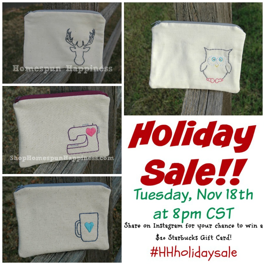Instagram Holiday Sale for Homespun Happiness happening on November 18th! 
