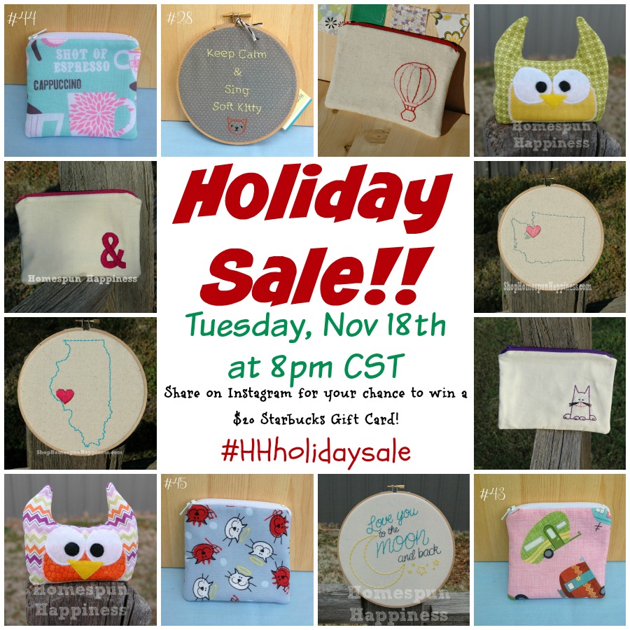 Homespun Happiness's Holiday Sale is Happening November 18th!