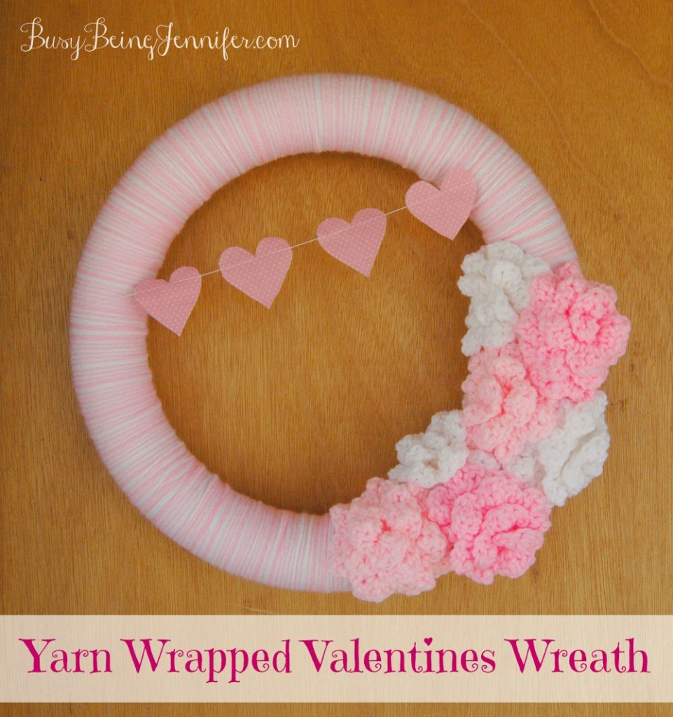 Yarn Wrapped Valentines Wreath - BusyBeingJennifer.com