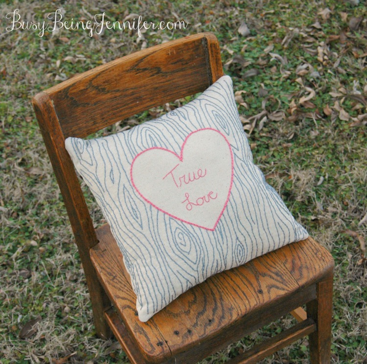 True Love Hand Stitched Pillow from BusyBeingJennifer.com