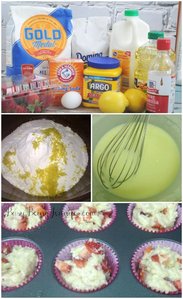 Strawberry Lemon Muffins in the making - busybeingjennifer.com