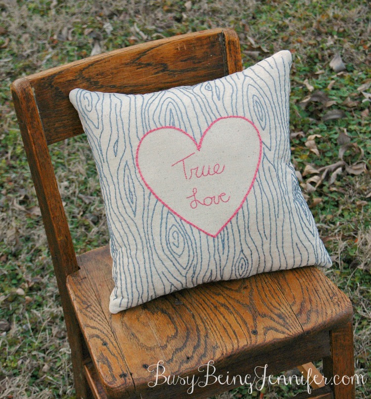 The process of the hand stitched true love pillow - busybeingjennifer.com