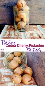 Paleo cocoa cherry pistachios bites
