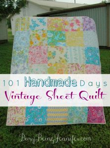 101 Handmade Days Vintage Sheet Quilt -- BusyBeingJennifer.com