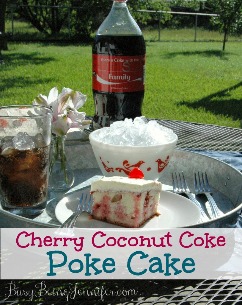 Cherry coconut Coke Poke Cake by Busy Being Jennifer