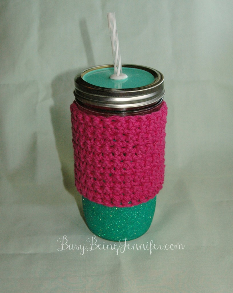 Crocheted Mason Jar Cozy - BusyBeingJennifer.com #101handmadedays