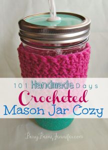 Crocheted Mason Jar Cozy - BusyBeingJennifer.com #101handmadedays