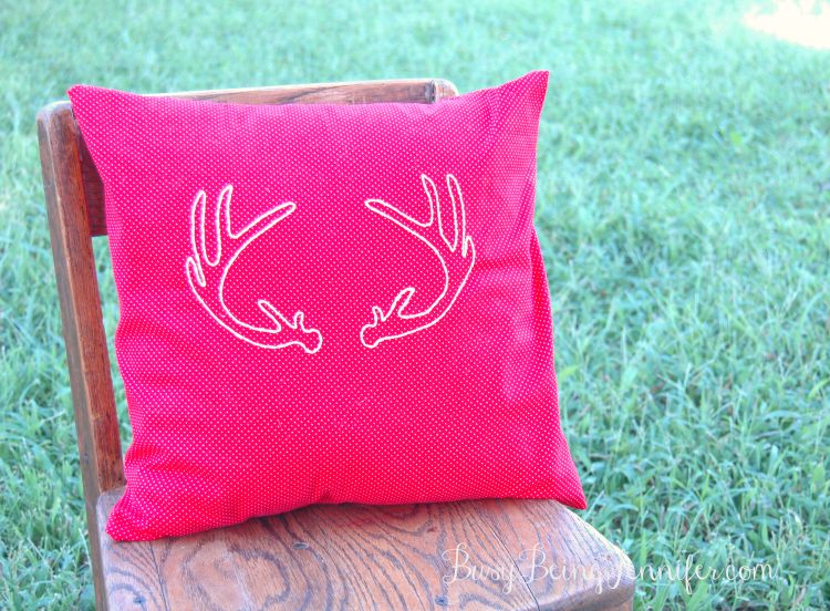 Christmas Antlers Pillow Cover - BusyBeingJennifer.com #101HandmadeDays