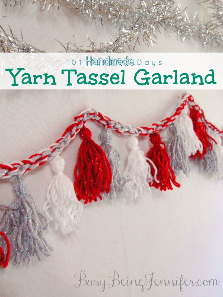 Christmas Yarn Tassel Garland - BusyBeingJennifer.com #101HandmadeDays 