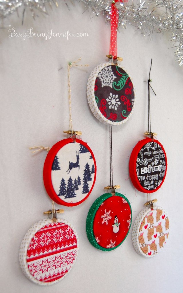 Easy Mini Hoop Christmas Ornaments - BusyBeingJennifer.com #101HandmadeDays