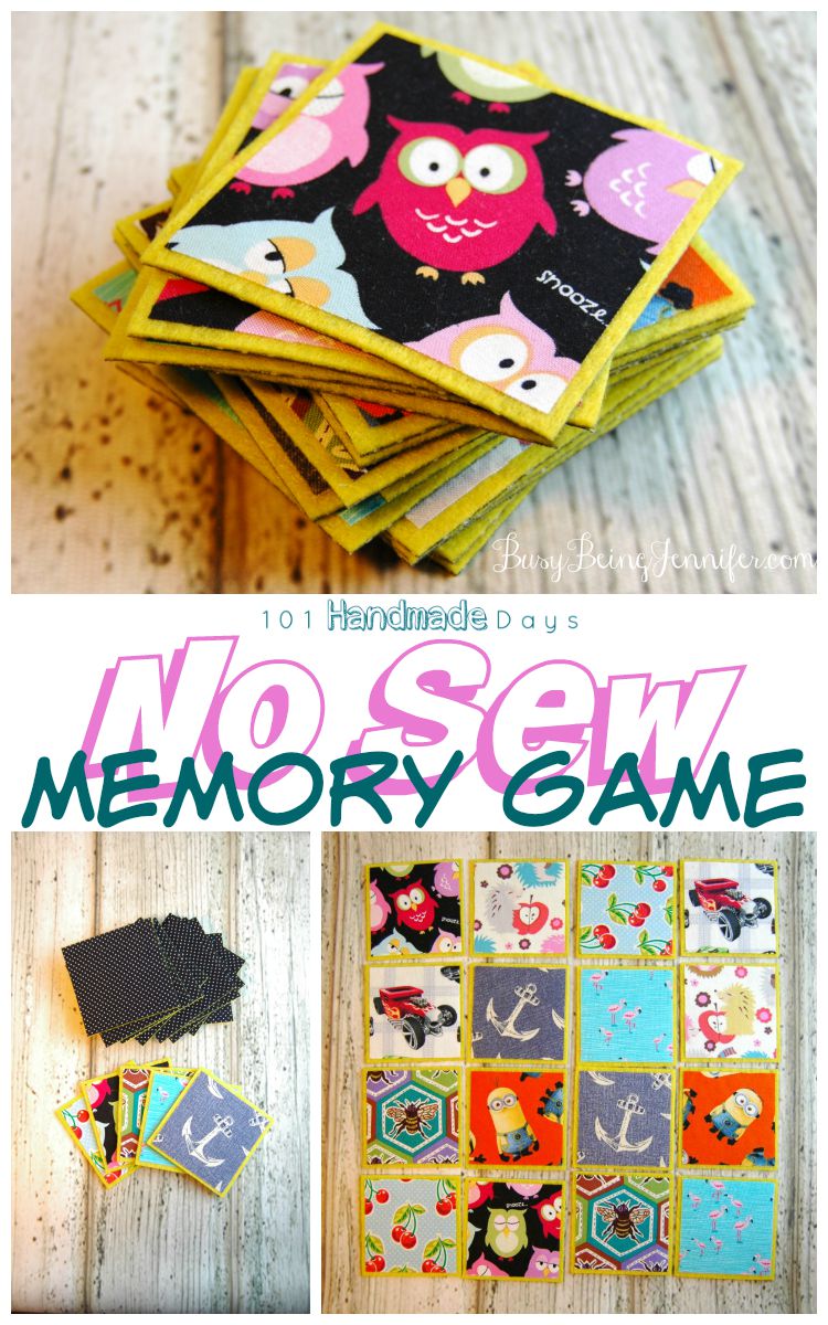 Easy DIY No-Sew Fabric Memory Game - BusyBeingJennifer.com #101handmadedays