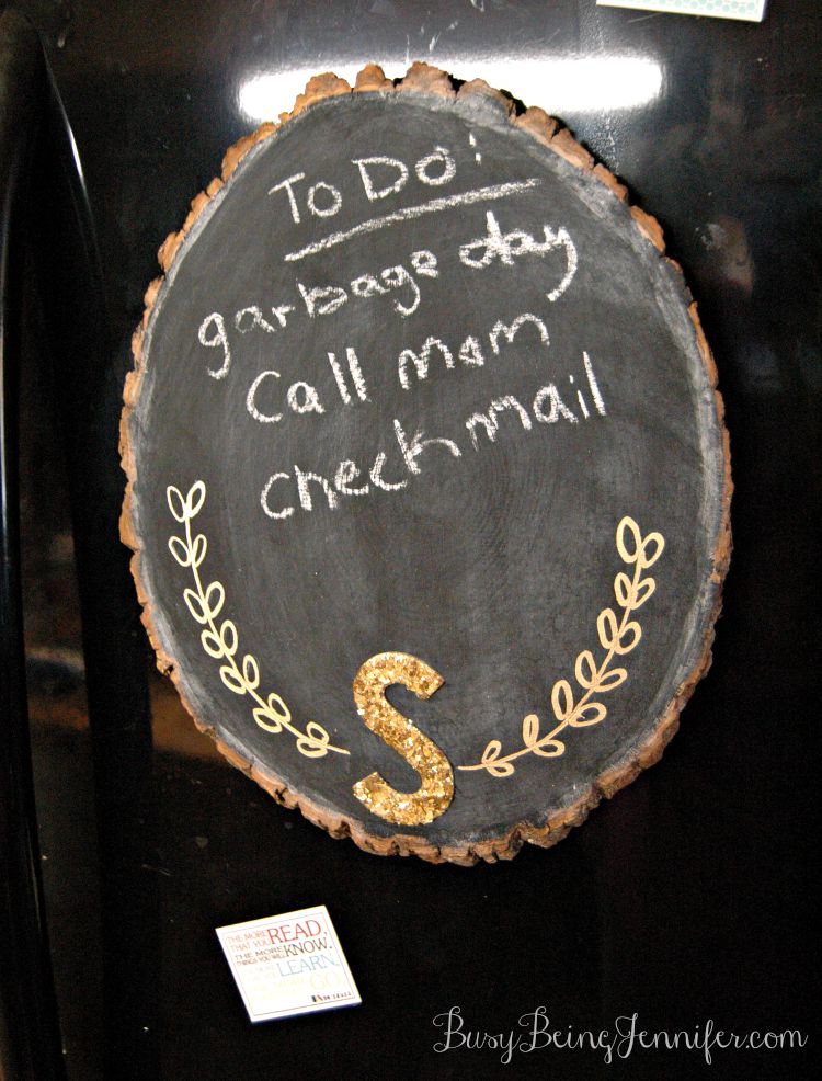 Wood Slice Fridge Chalkboard - BusyBeingJennifer.com #101handmadedays