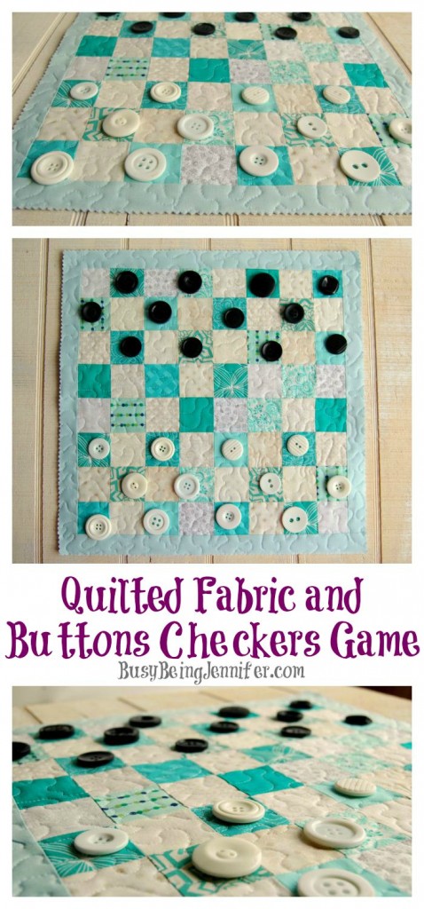 Quilted Fabric Checkers Game with Buttons - BusyBeingJennifer.com