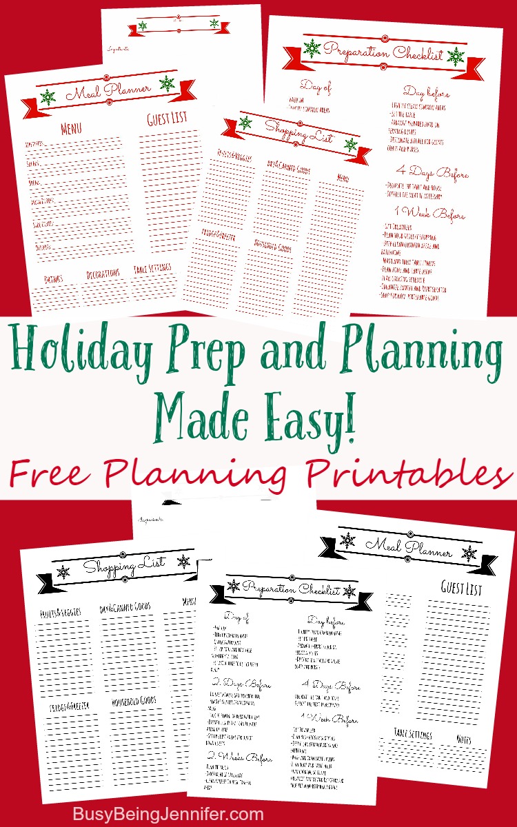 Holiday Prep and Planning Made easy - Free Planning Printables from BusyBeingJennifer.com