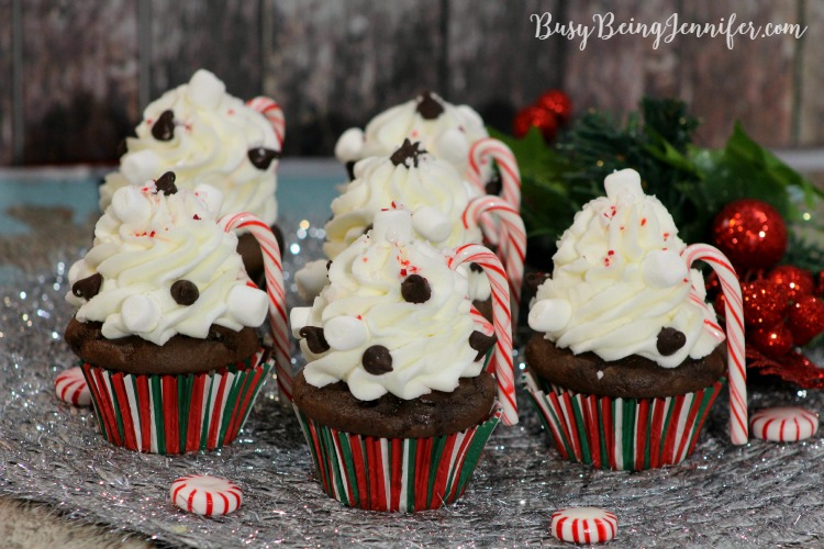 Perfect for holiday parties or just because, these Peppermint Cocoa Cupcakes are sure to be a hit! 