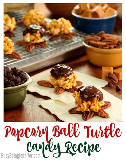 Popcorn Ball Turtle Candy Recipe - BusyBeingJennifer.com