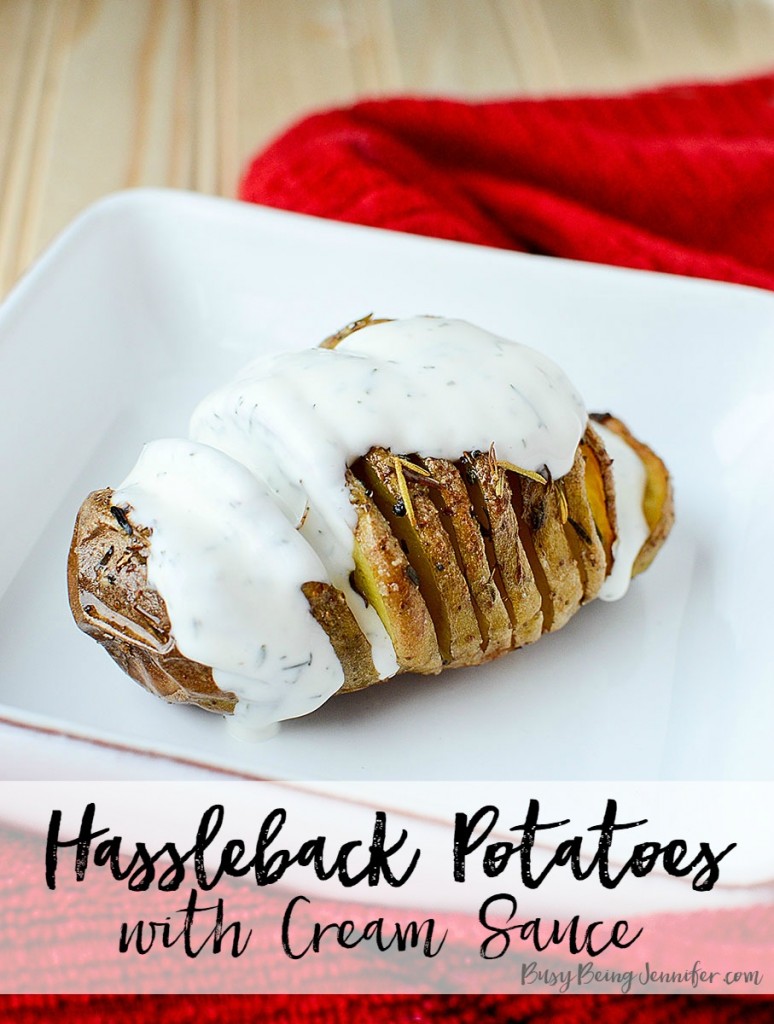 Hassleback Potatoes with Cream Sauce from BusyBeingJennifer.com