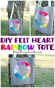 DIY Felt Heart Rainbow Tote from BusyBeingJennifer.com