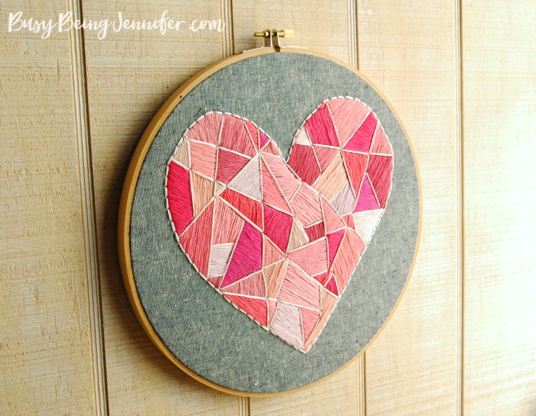 Pink Geo Heart Hoop Art - BusyBeingJennifer.com