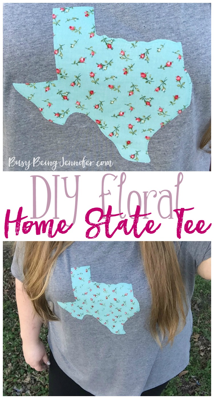 DIY Floral Home State Tee - BusyBeingJennifer.com