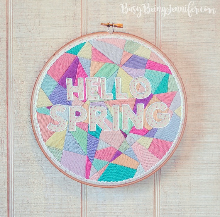 Hello Spring - Geo Style Hoop Art - BusyBeingJennifer.com