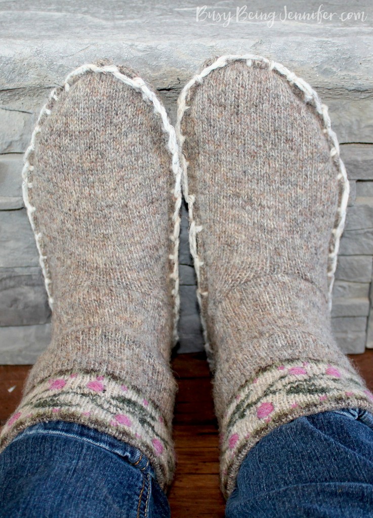 Upcycled Sweater Slippers - Busy Being Jennifer