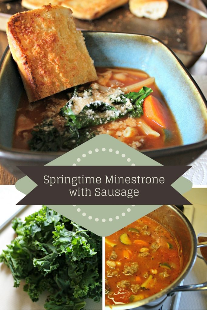  meals like this Springtime Minestrone with Sausage are perfect. It's warm and comforting but contains lots of spring veggies that bring a little brightness.
