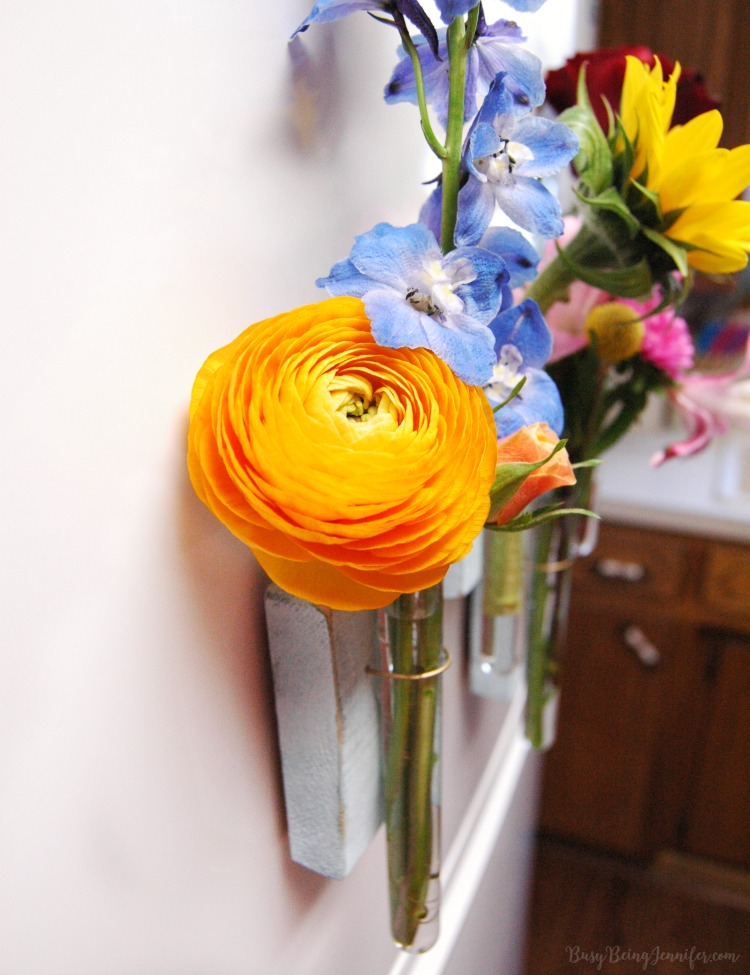 DIY Magnetic Test Tube Vase - The pretties way to add some fun and color to your kitchen! - BusyBeingJennifer.com