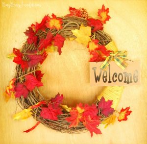 This Fall Leaf Wreath is perfection! Love this wreath creation on my front door! - BusyBeingJennifer.com