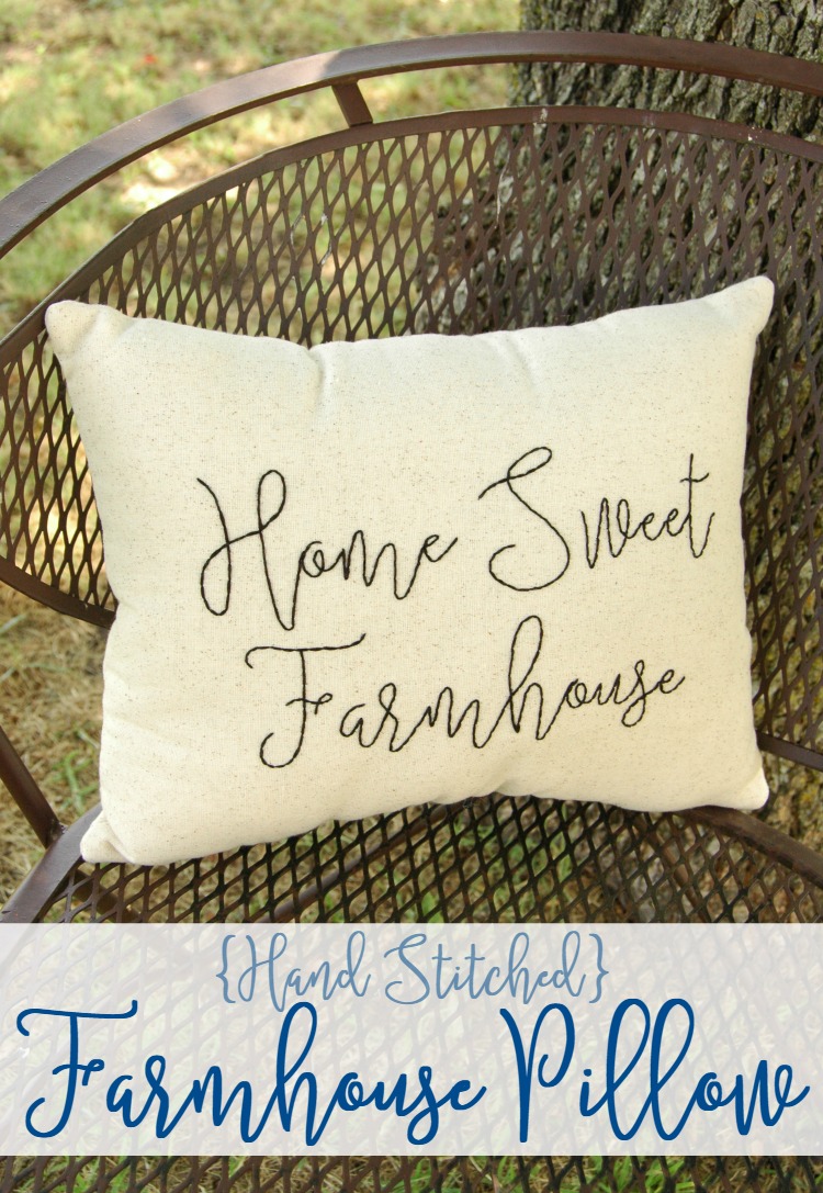 {Hand Stitched} Farmhouse Pillow - My Latest Creation and I'm in LOVE! - BusyBeingJennifer.com