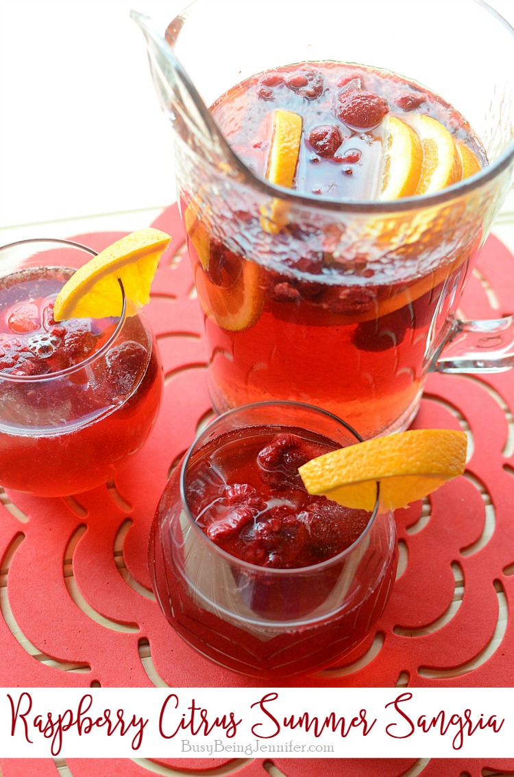 Raspberry Citrus Summer Sangria - Refreshing and perfect for summer nights! - BusyBeingJennifer.com