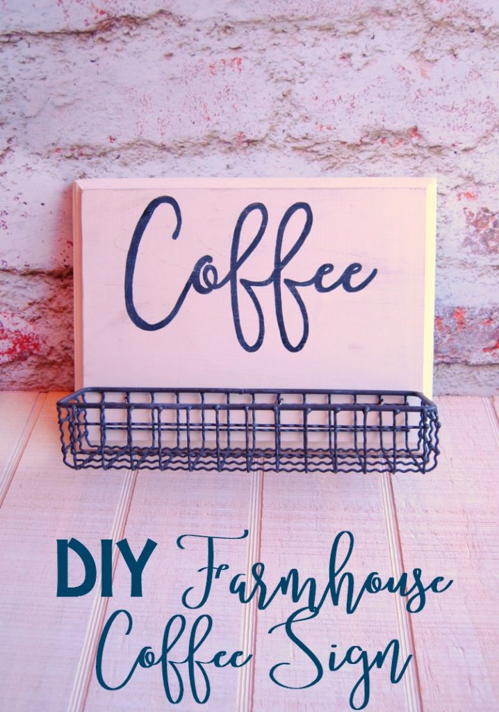 DIY Farmhouse Coffee Sign and basket! Perfect for Storing my new favorite FANCY coffee! Starbucks® Caffe Blend K-Cup® pods {ad} #StarbucksCaffeLatte #MyStarbucksatHome