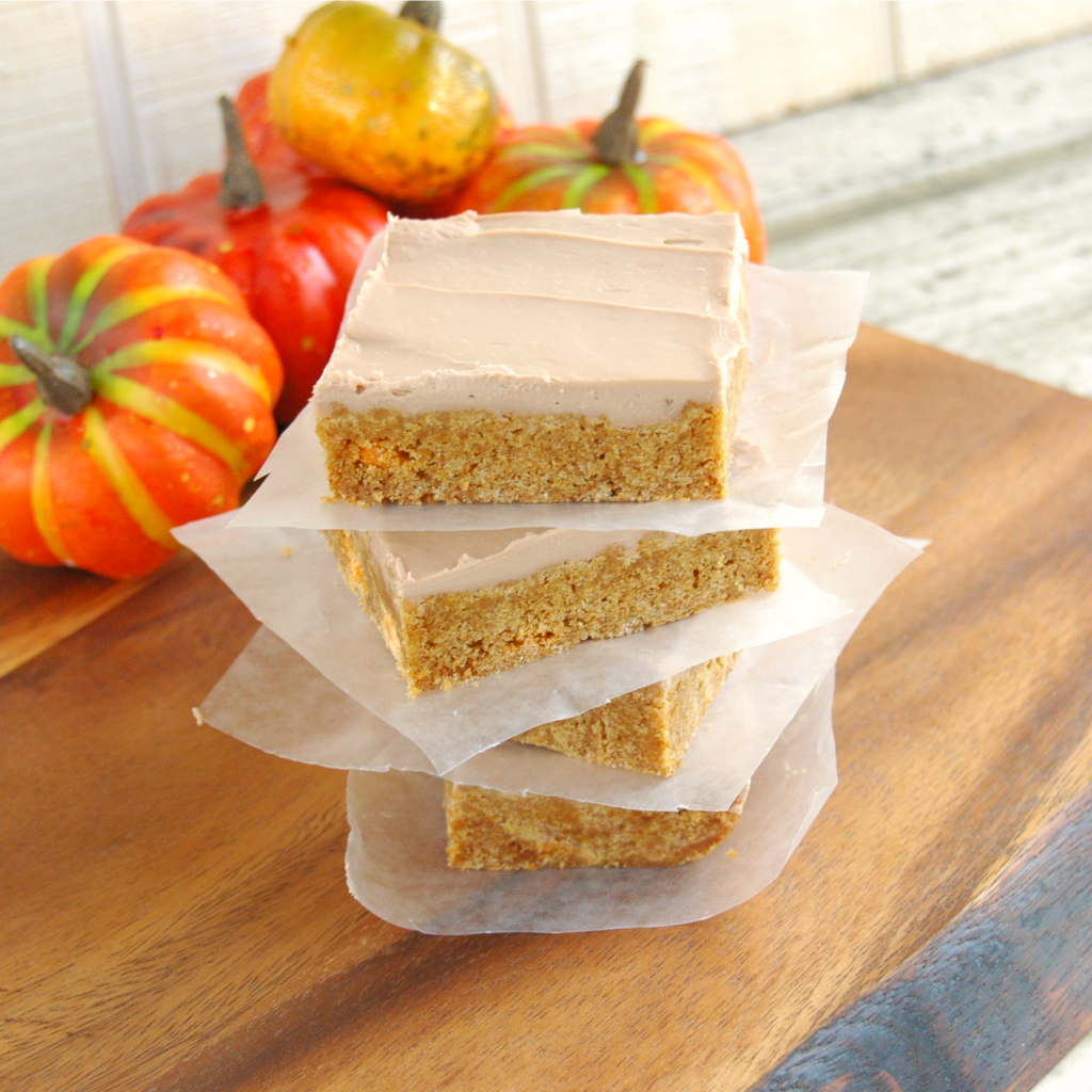  These Pumpkin Spice Bars with Maple Bourbon Frosting are incredibly tasty and a pretty quick recipe to bake up! They're sure to be a hit with the family! 