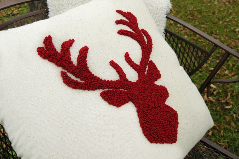 French Knot Stag Head Pillow